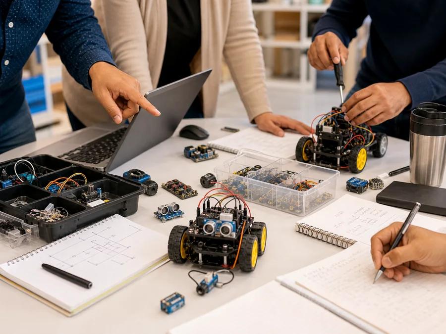 Docentes capacitándose en robótica educativa y herramientas STEM.